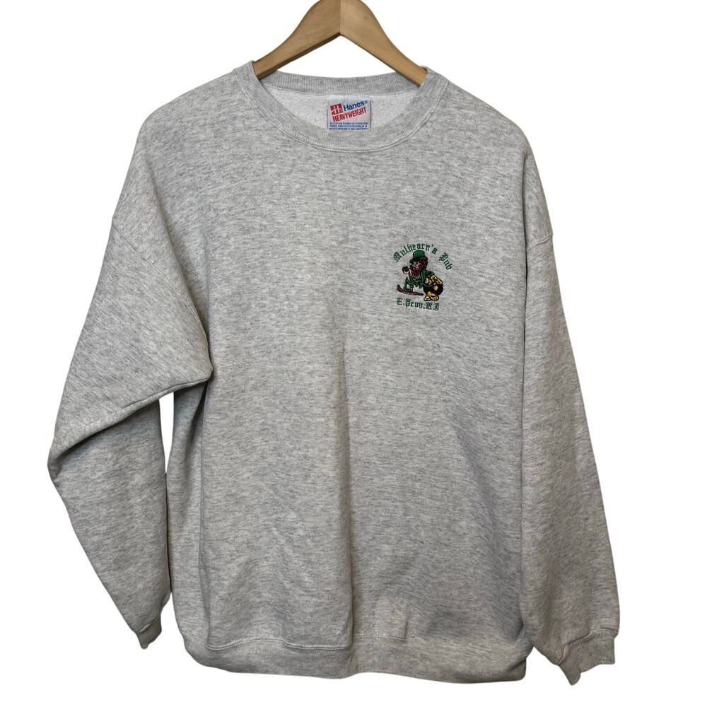 Vintage Hanes Heavyweight 50/50 Embroidered Mulhearns Pub E Prov RI Sweatshirt